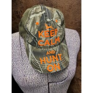 Keep Calm and Hunt On Unisex velcro Camouflage Orange Open Back Baseball Cap